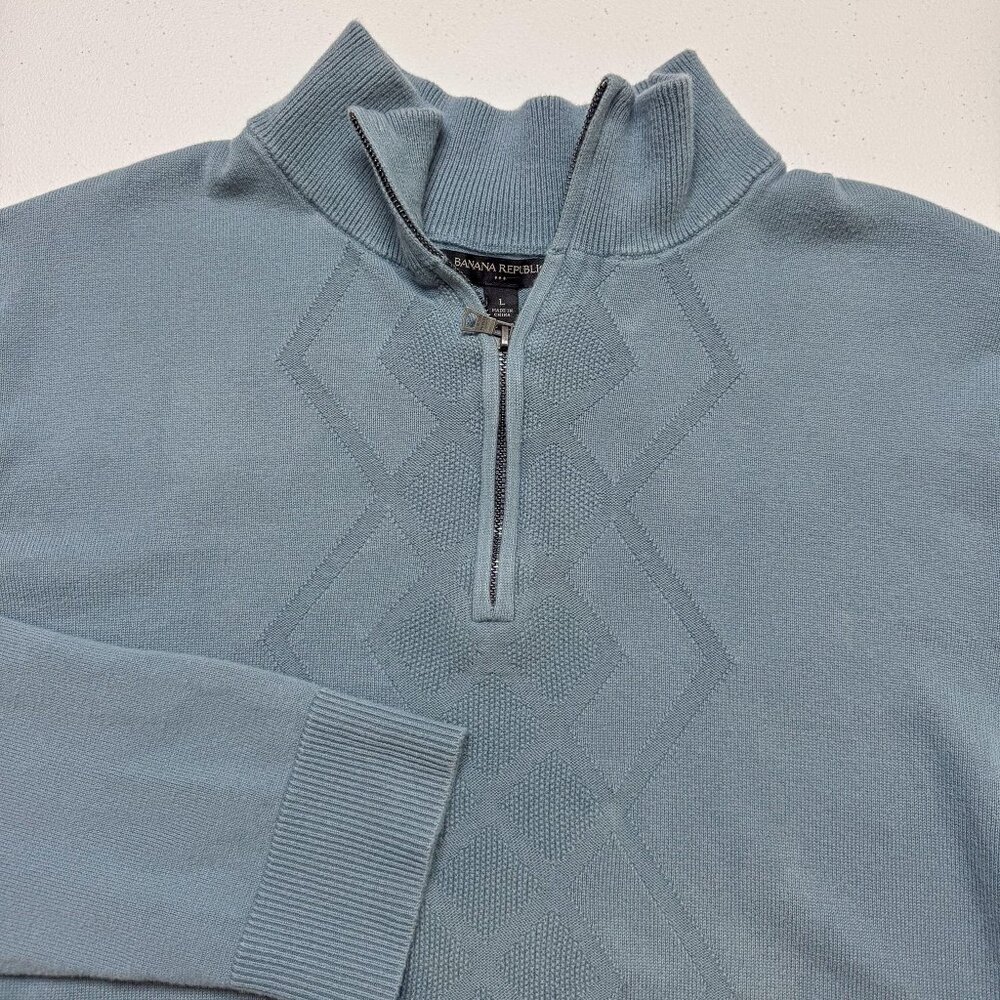 Banana‎ Republic Sweater Mens Large Blue 1/4 Zip Preppy Outdoor Business Casual